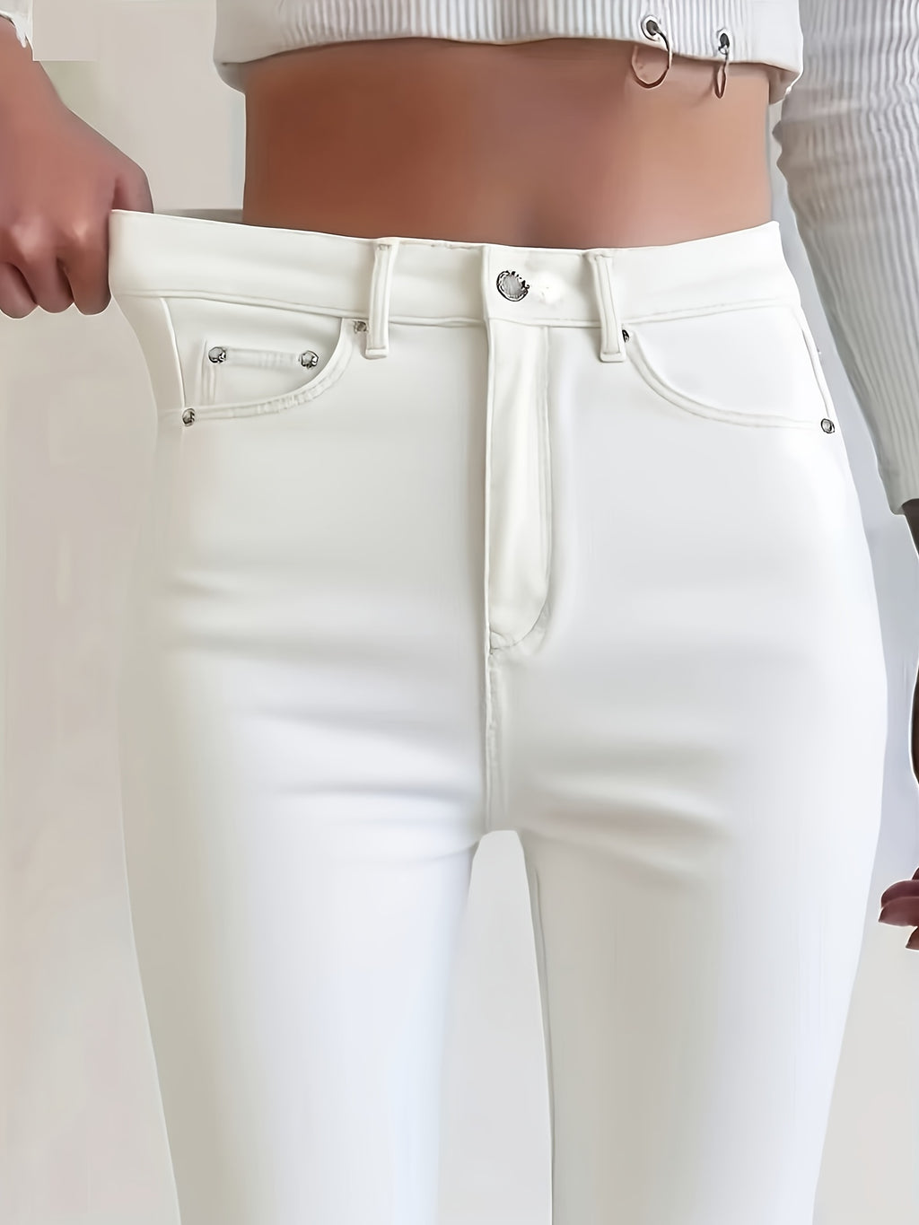 Ivory White Slim-Fit Stretch Skinny Jeans