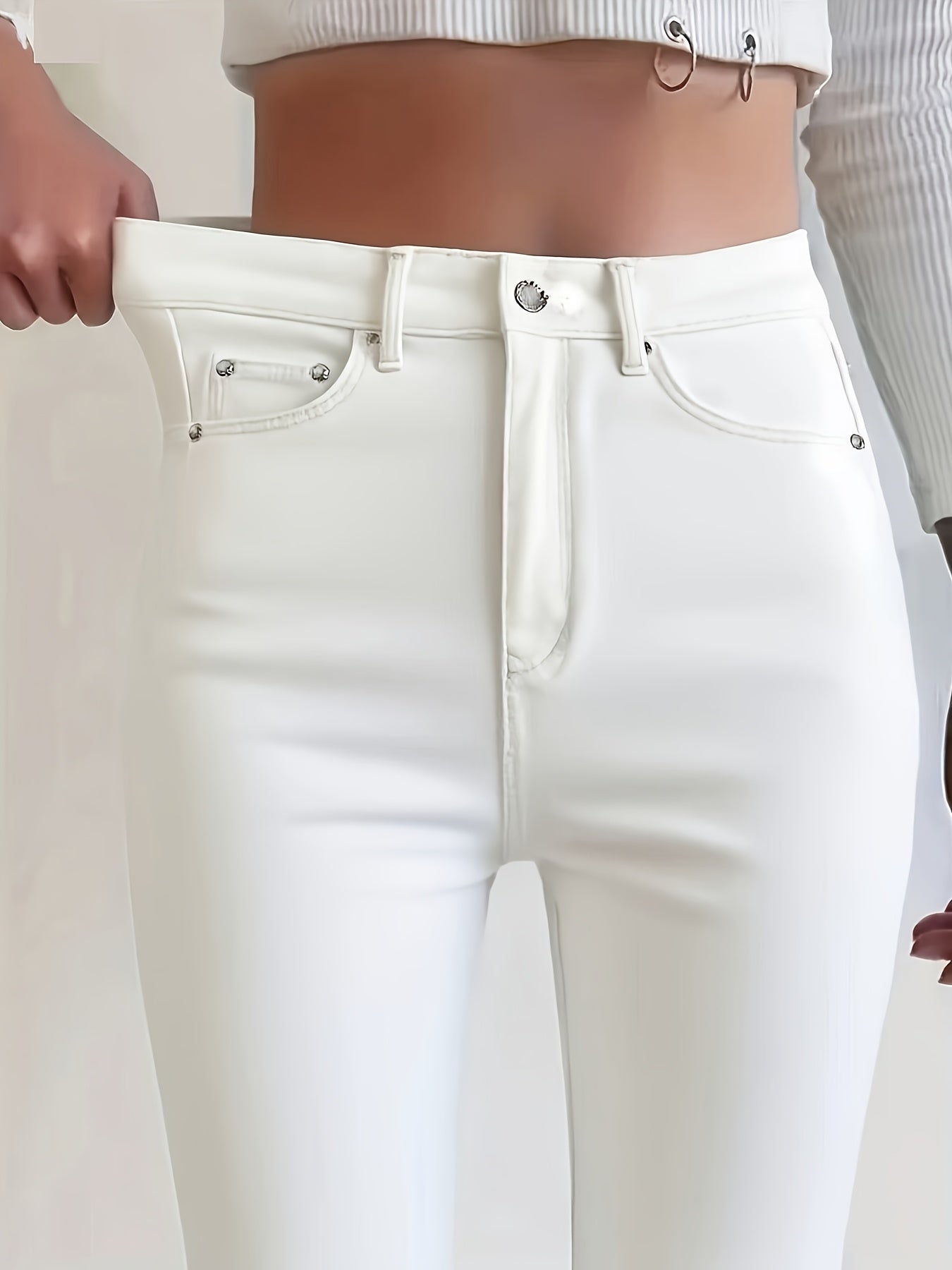 Ivory White Slim-Fit Stretch Skinny Jeans
