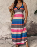 Colourful Striped Strappy Maxi Dress | Alba Muse