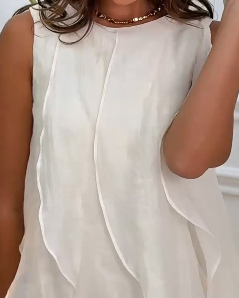 Sleeveless maxi dress with ruffle detail, side view