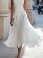 Draped neckline midi dress, elegant midi length occasion wear