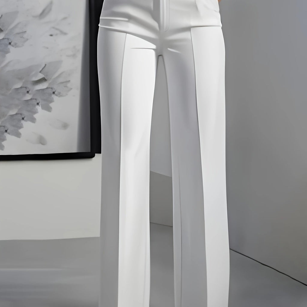 White tailored high-rise wide-leg Trousers, front view
