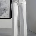 White tailored high-rise wide-leg Trousers, front view