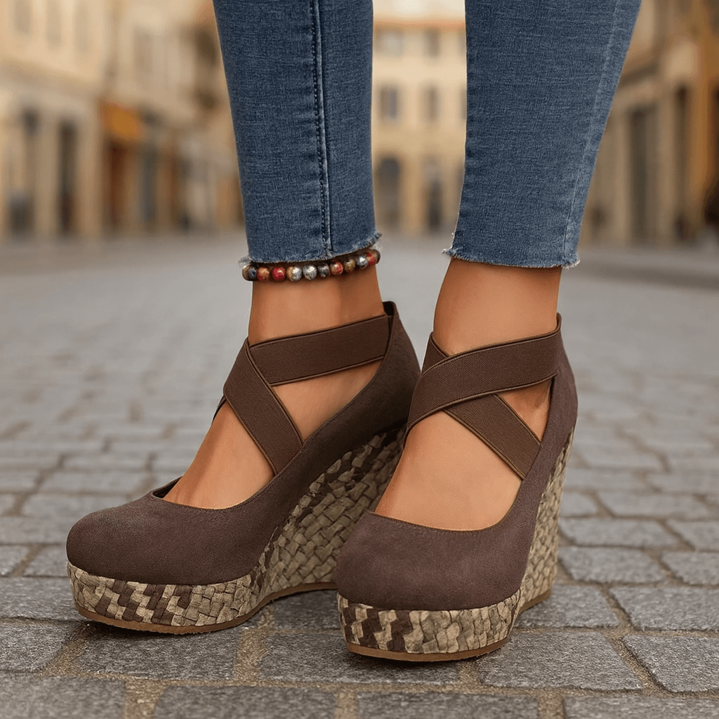 Rise Crisscross Platform Wedges