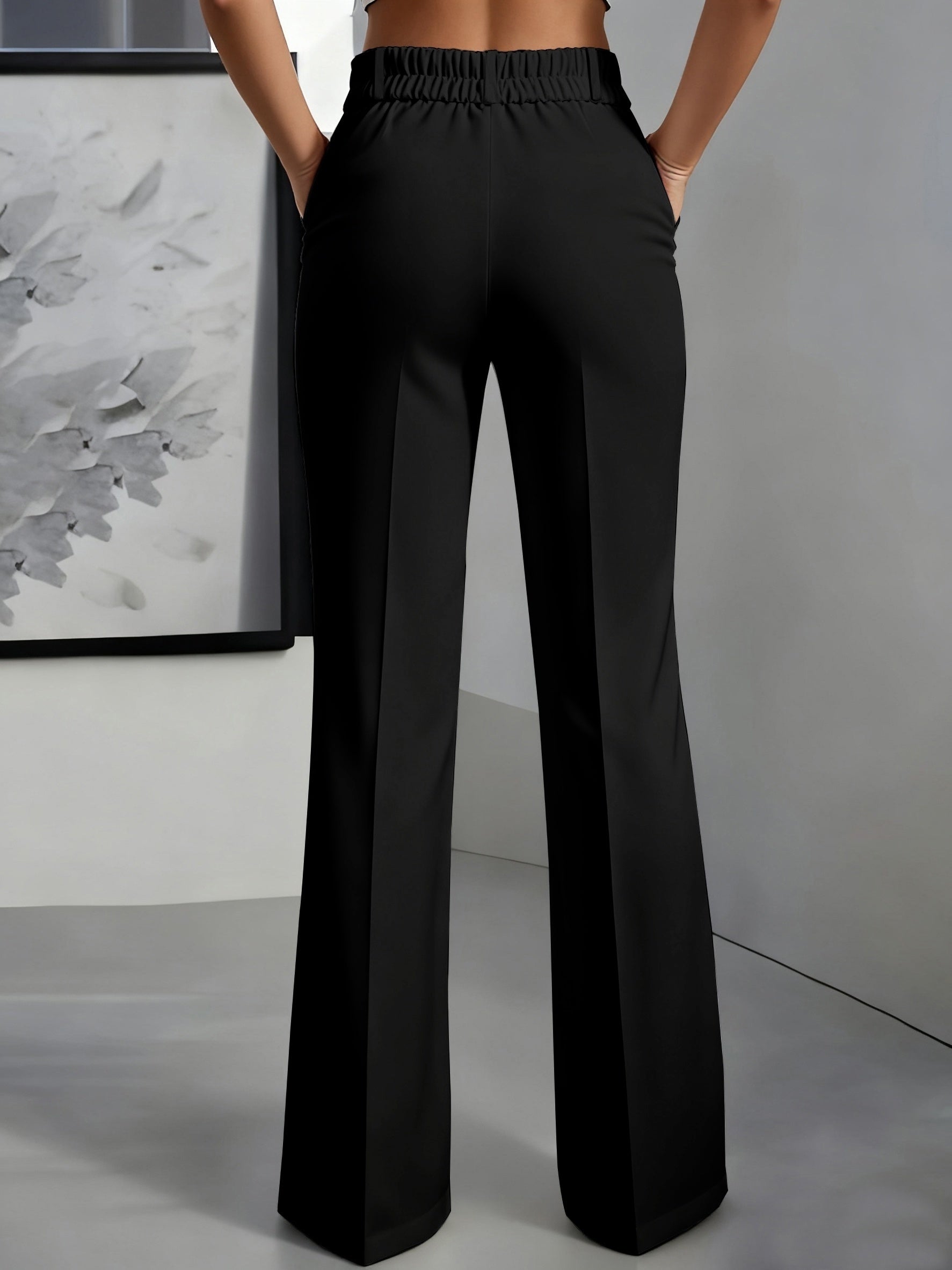 White tailored high-rise wide-leg Trousers