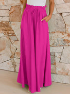 Women's Drawstring Wide Leg Trousers with Pockets – Casual