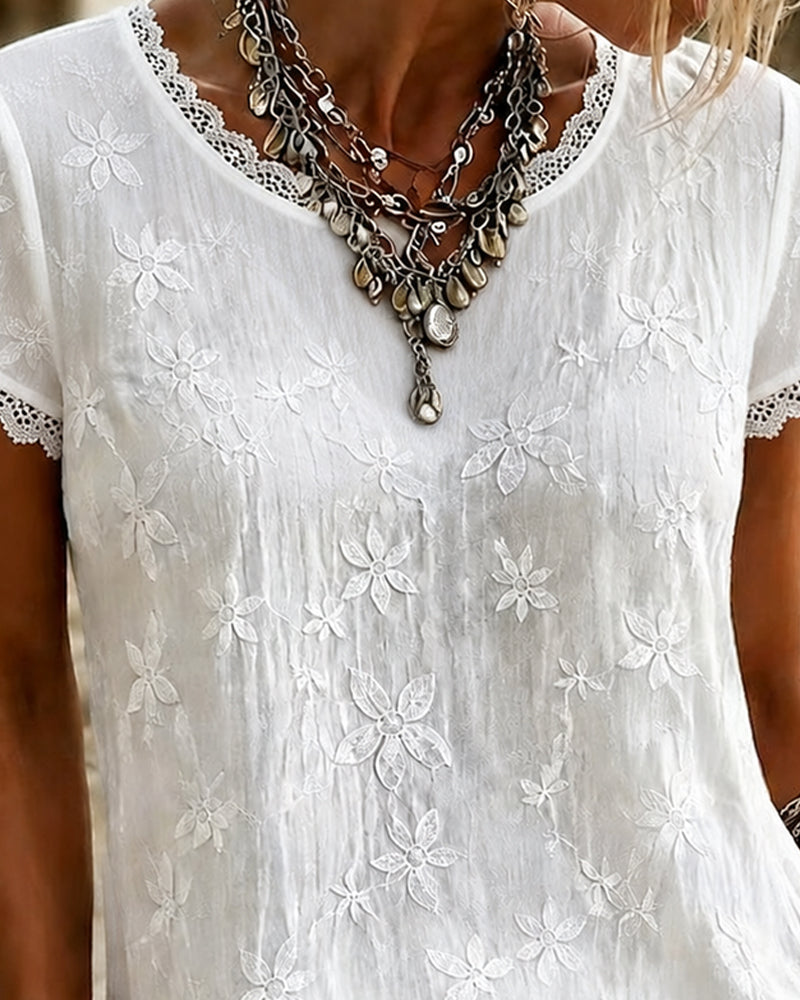 Lace detail T-shirt, back view