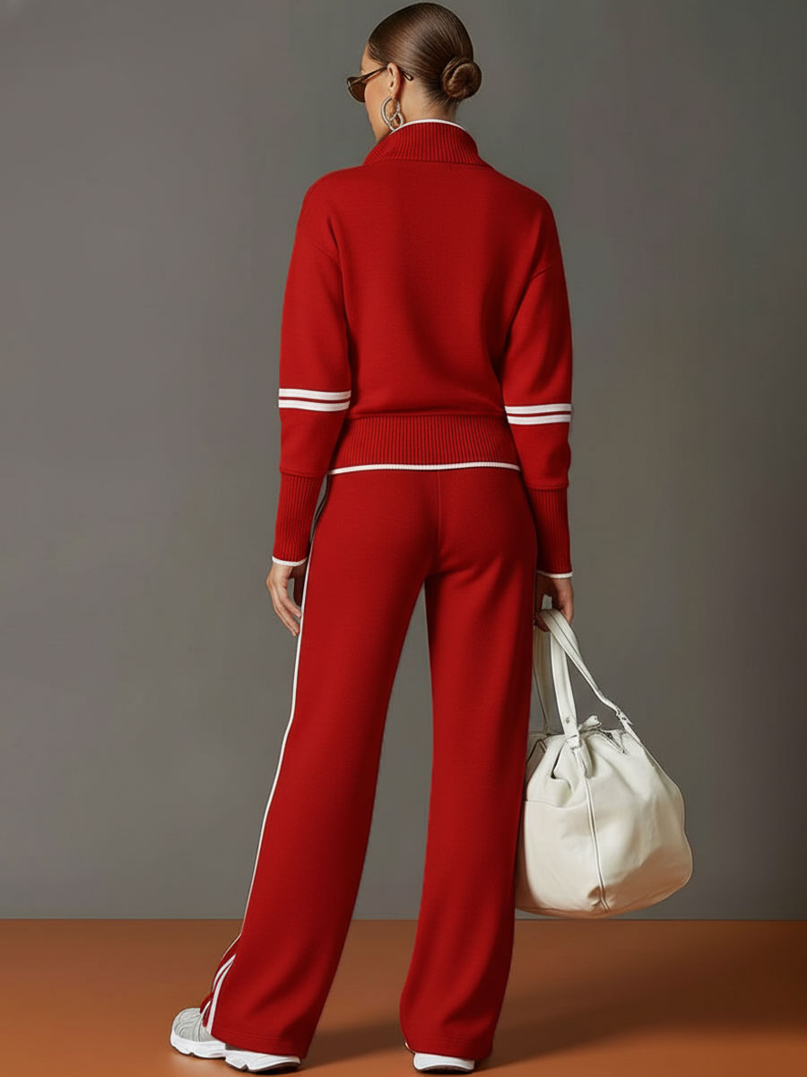 Half-Zip Tracksuit Co-Ord Set with Wide-Leg Trousers