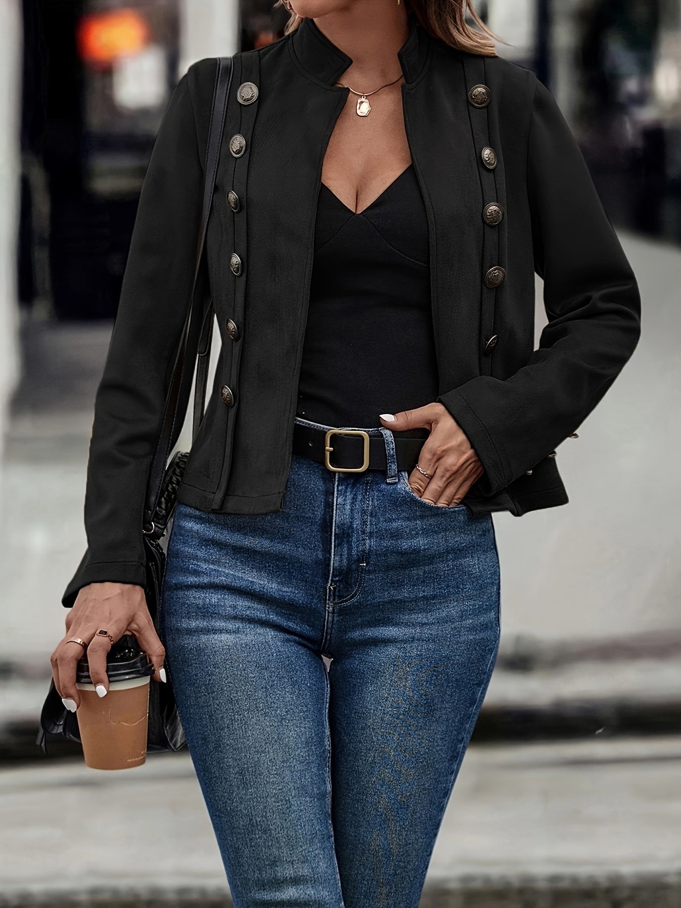 Black Double-Breasted Jacket