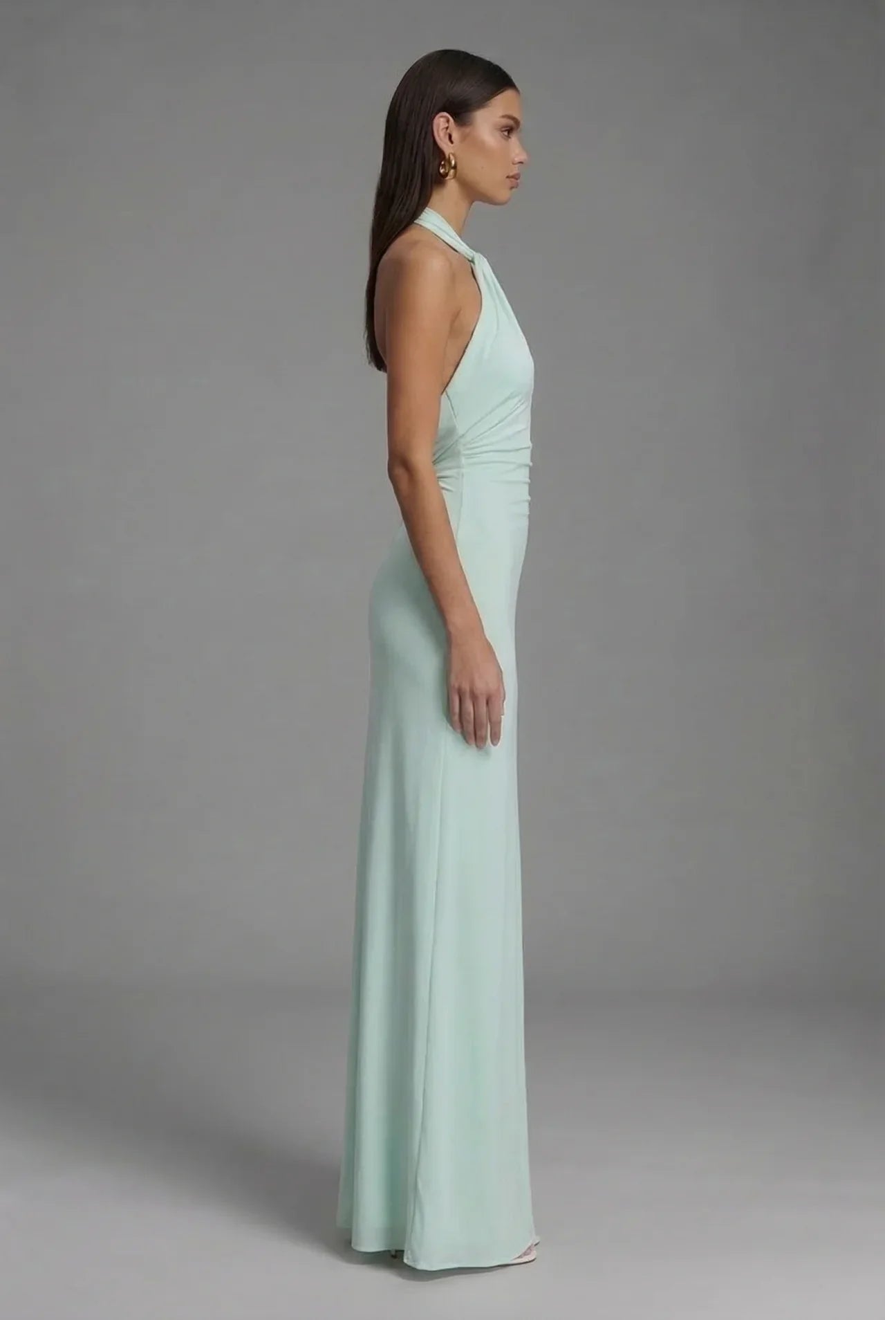 Women’s Elegant Satin Halter Open Back Maxi Dress