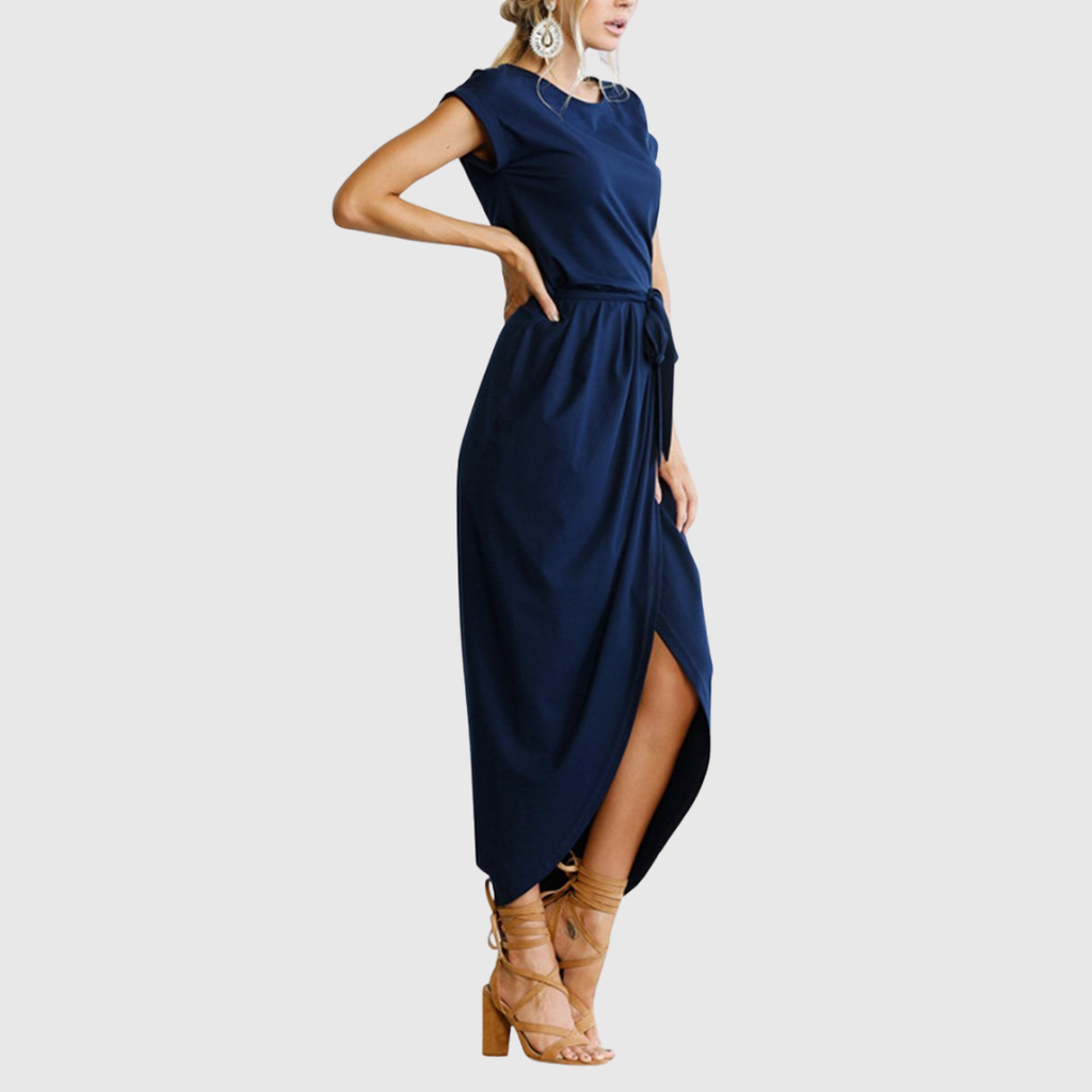 Tie-Waist Casual Midi Dress