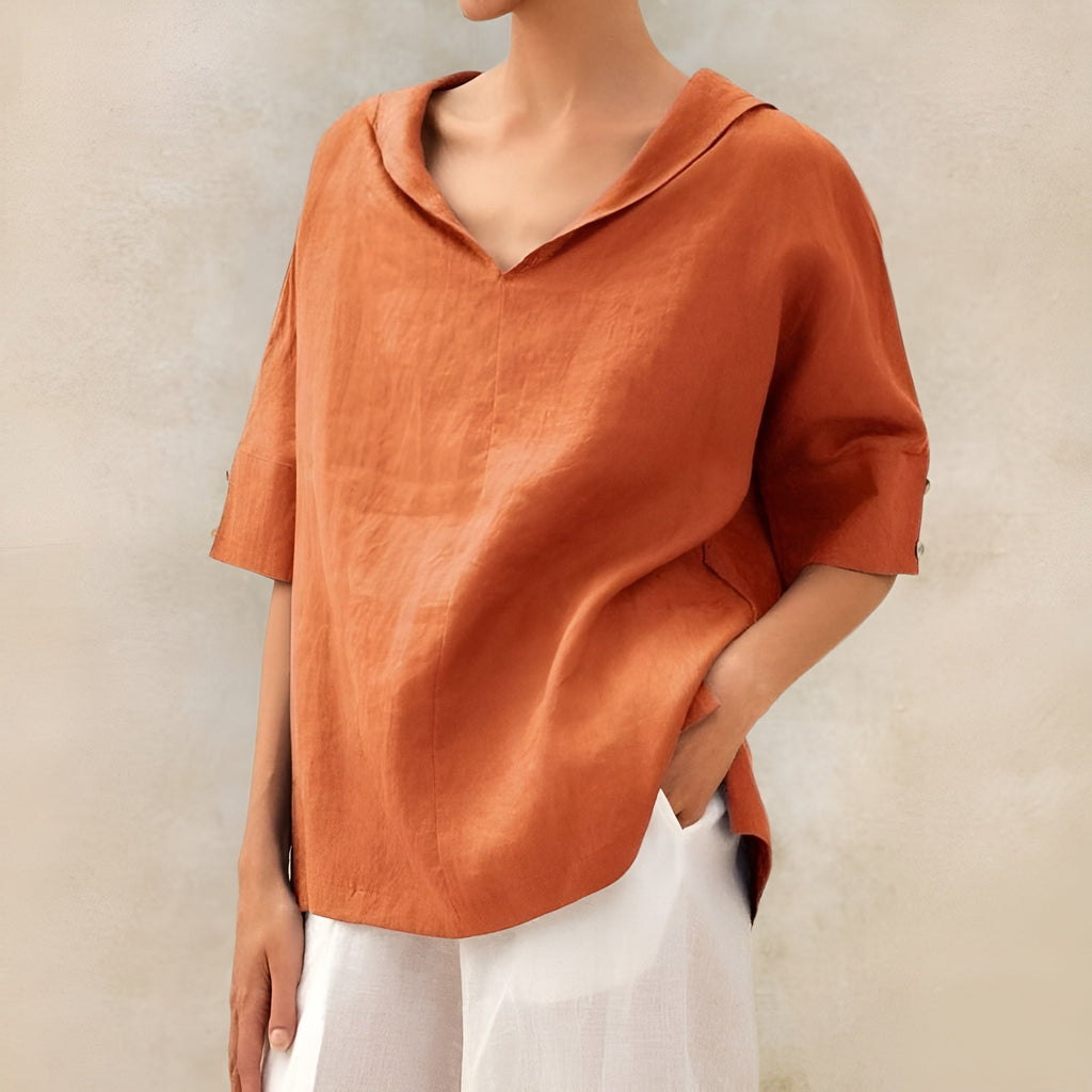Relaxed drape casual blouse, back view