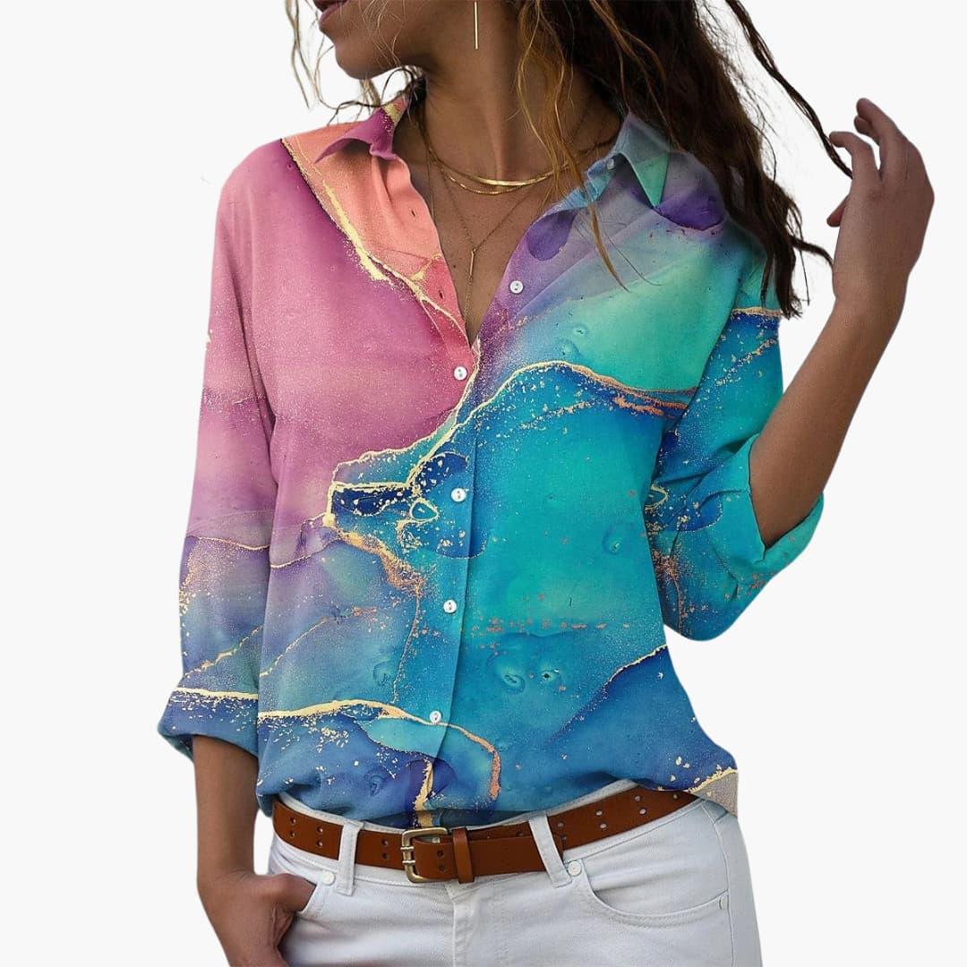 Floral print detail close-up summer blouse