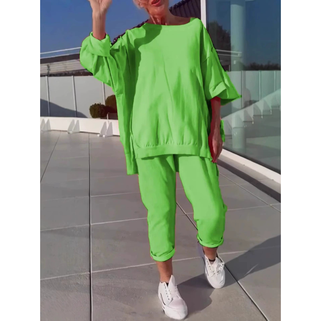 Yellow matching loungewear set, vibrant and comfortable | Alba Muse
