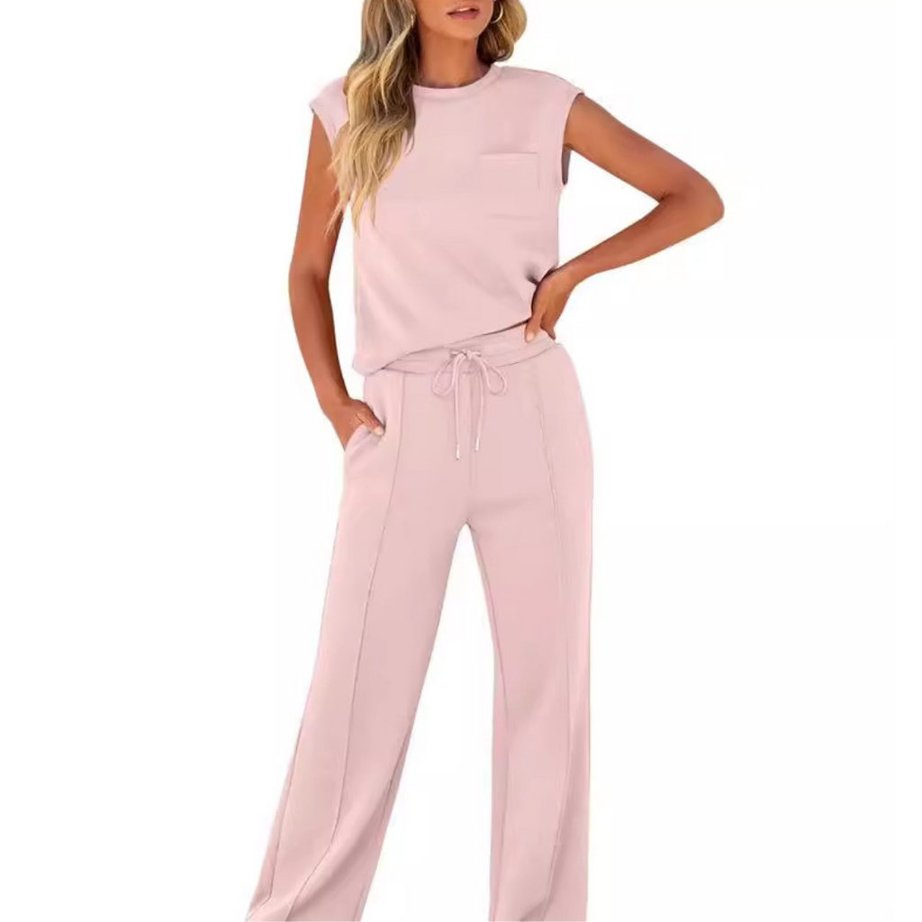 Sleeveless Round-Neck Top & Trousers Co-ord Set