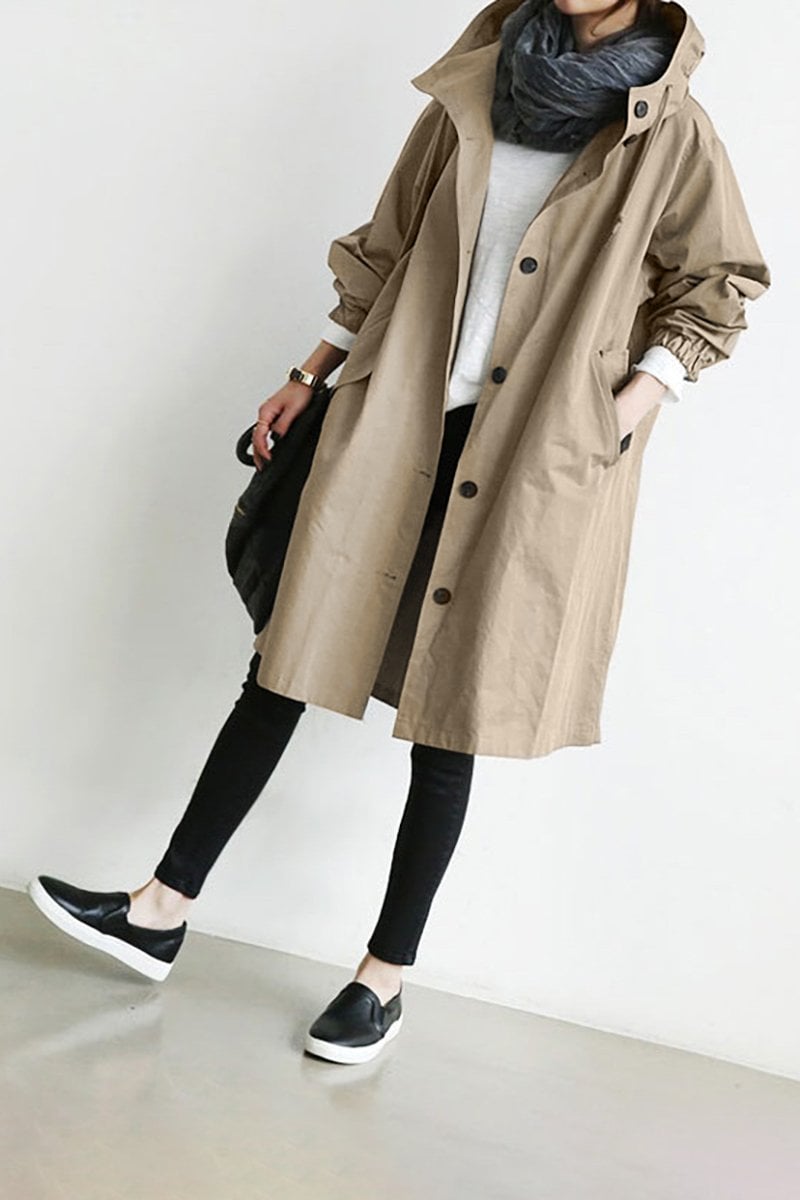 Turquoise mid-length hooded Jacket