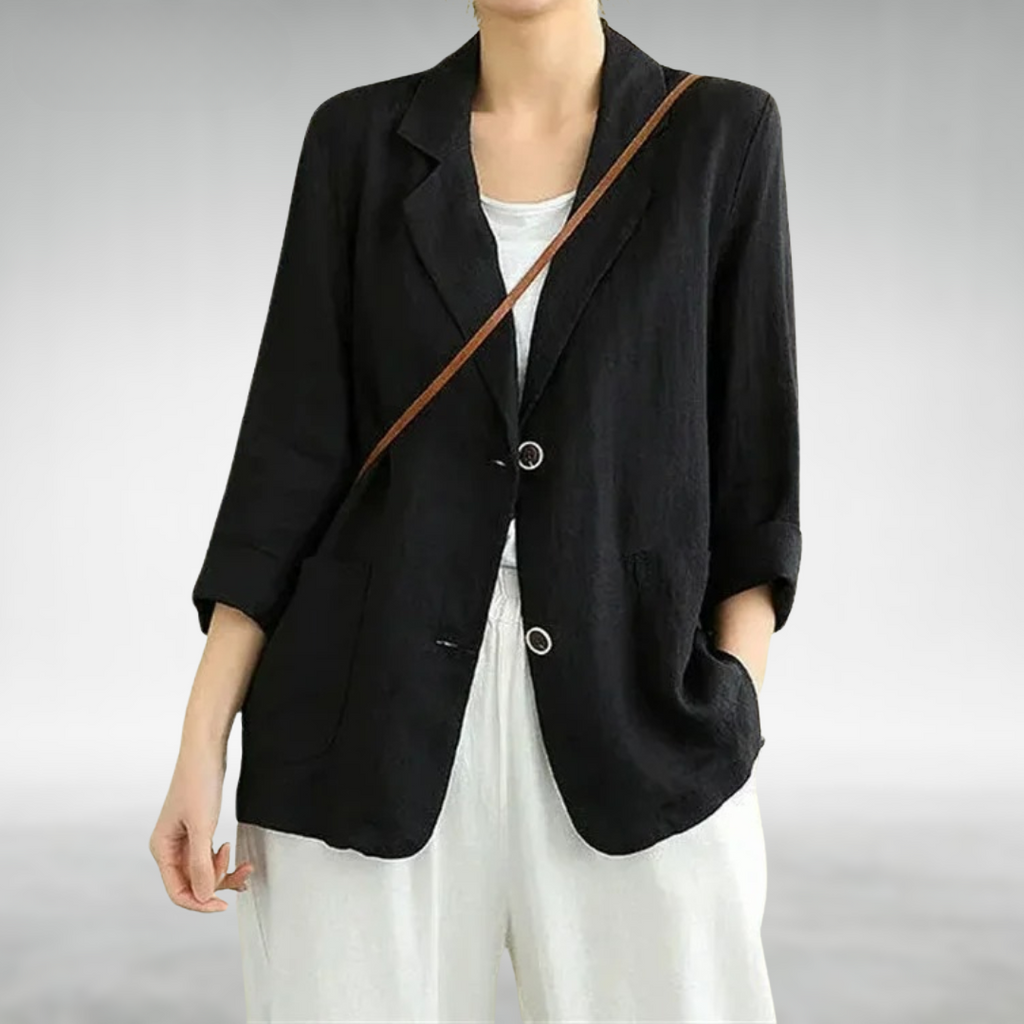 Women's relaxed fit linen blazer summer smart casual | Alba Muse