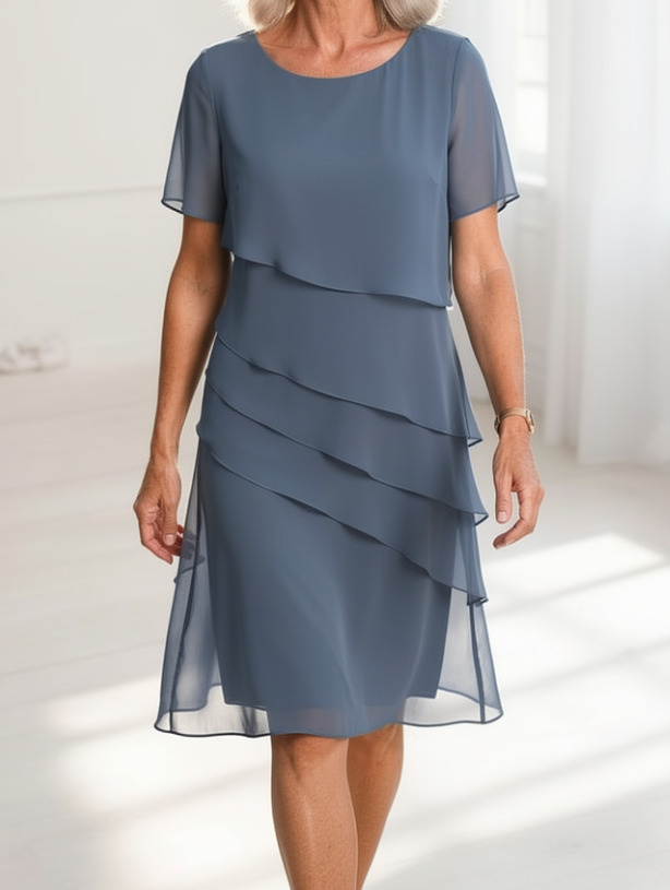 Women's ruffle midi dress, sheer sleeve detail close up