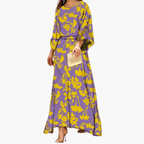 Women's casual summer boho print maxi dress, full-length back view