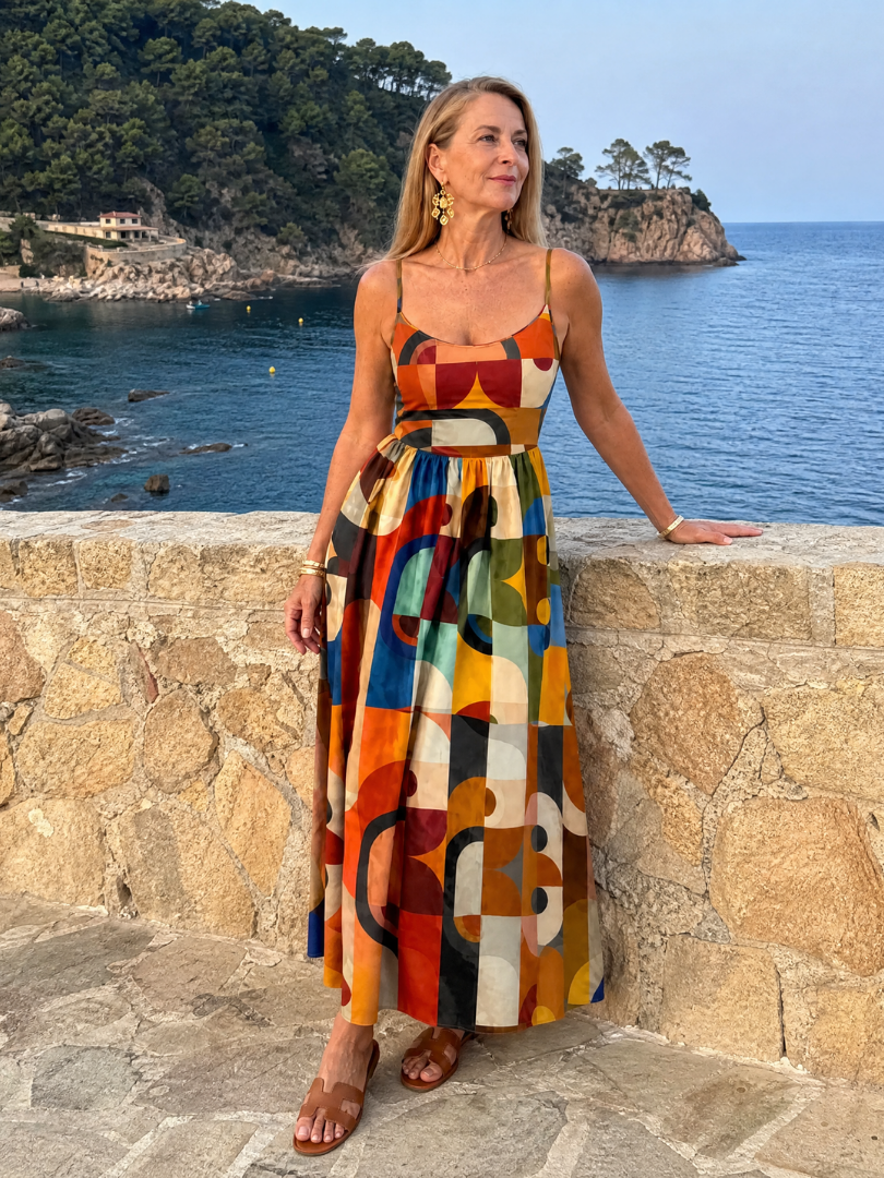 Geometric print midi dress full length | Alba Muse