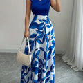 V-Neck Floral Print A-Line Maxi Dress with Pockets