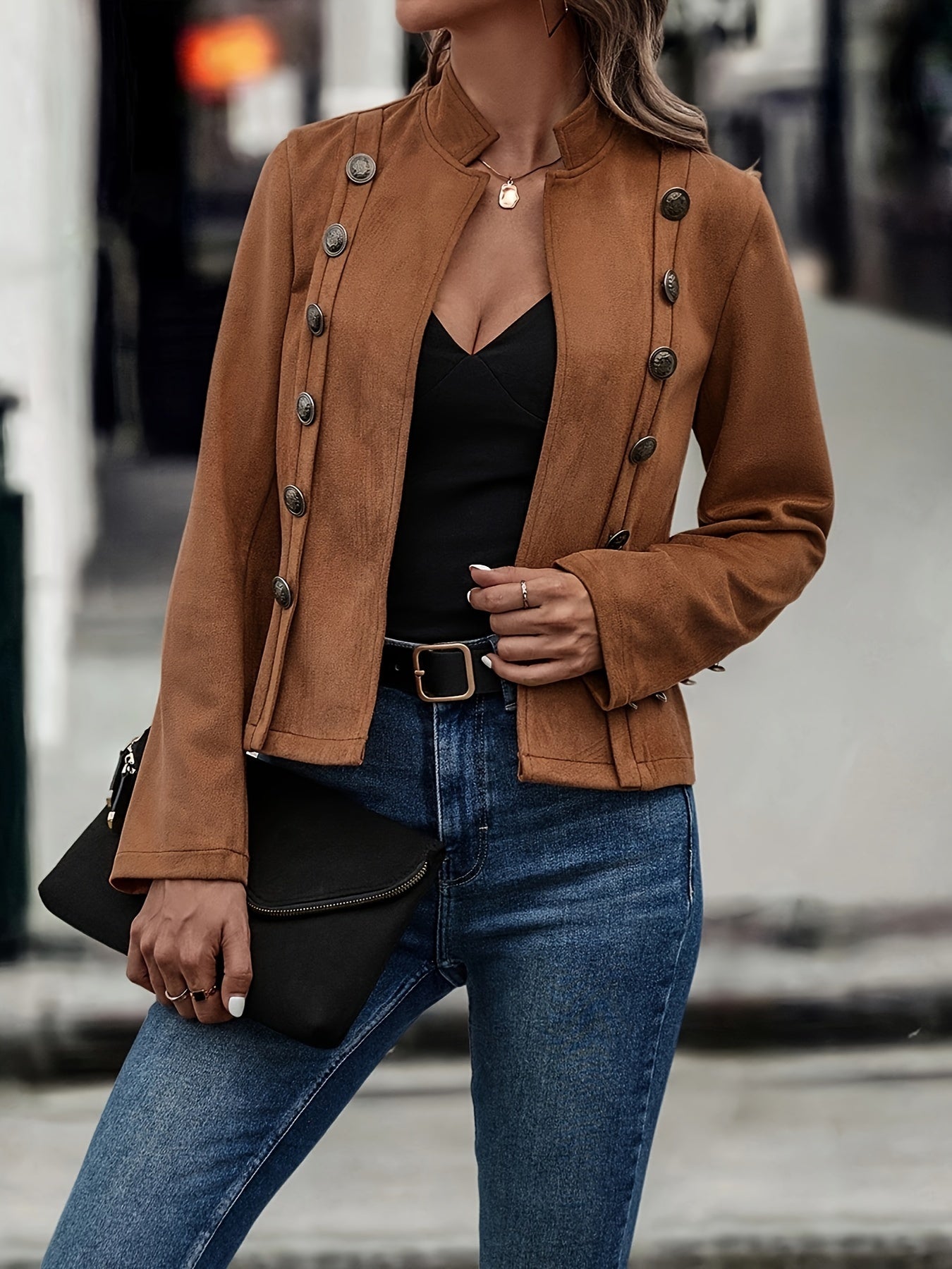 Dark Brown Double-Breasted Jacket