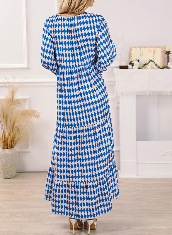 Boho Floral Puff Sleeve Maxi Dress – Casual