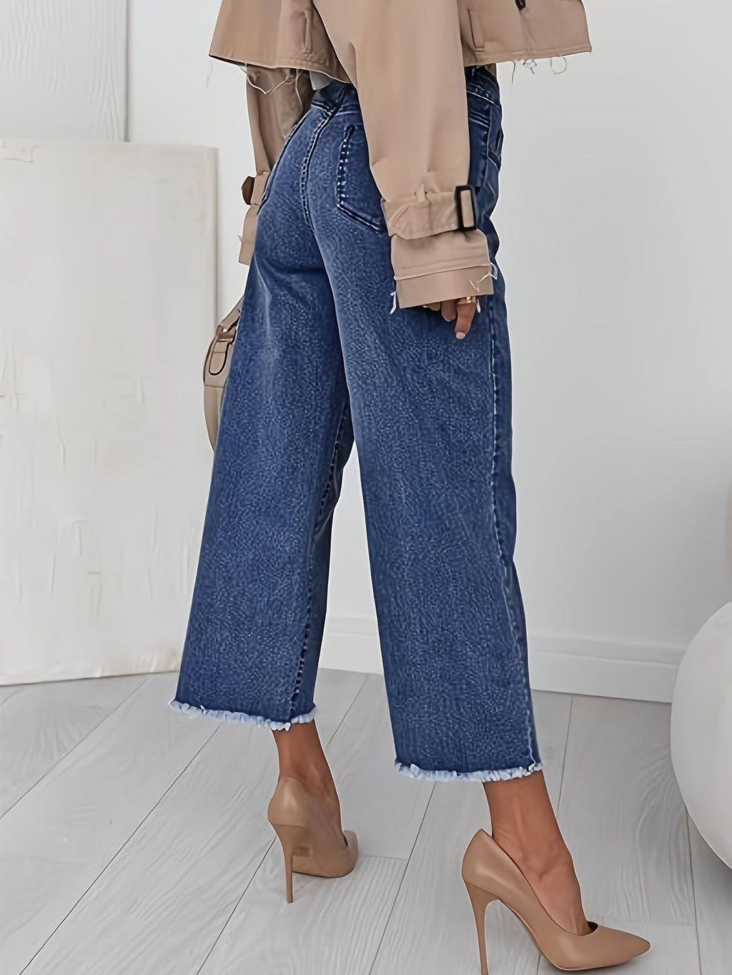 Royal Blue tailored high-waist cropped straight-leg Jeans