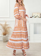 Boho Floral Puff Sleeve Maxi Dress – Casual