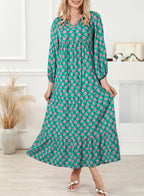Boho floral maxi dress styled for summer occasions