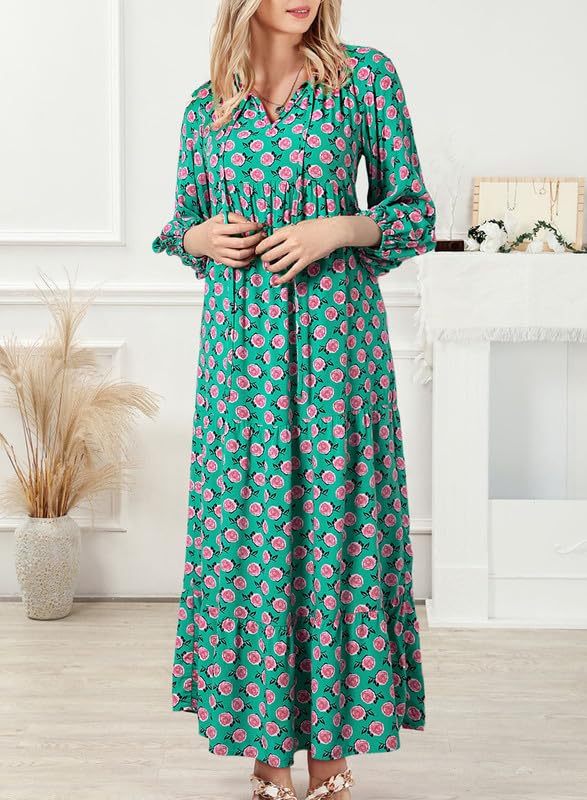 Women's bohemian floral print maxi dress