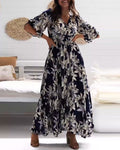 Elegant Floral Dress Navy Wedding Guest | Alba Muse