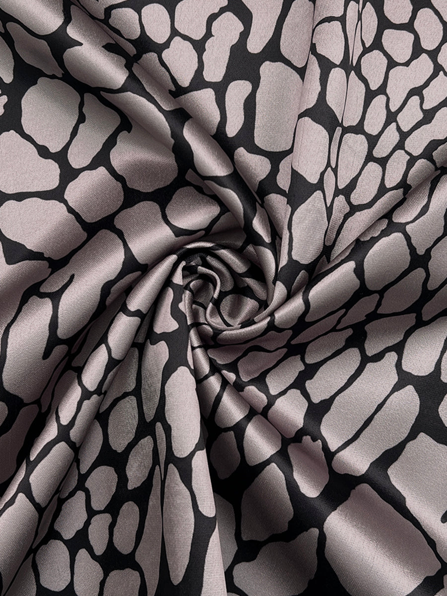 Snakeskin Print Contrast Lapel Blouse