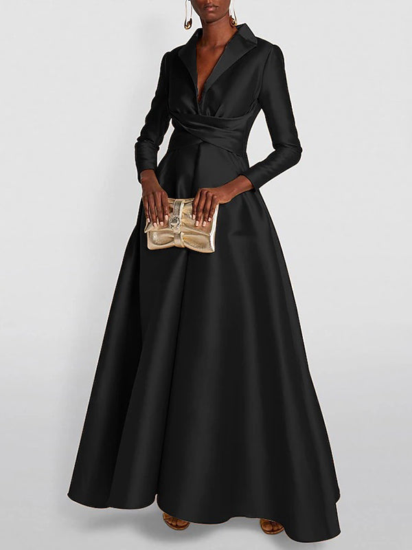 Gold solid colour A-line maxi dress