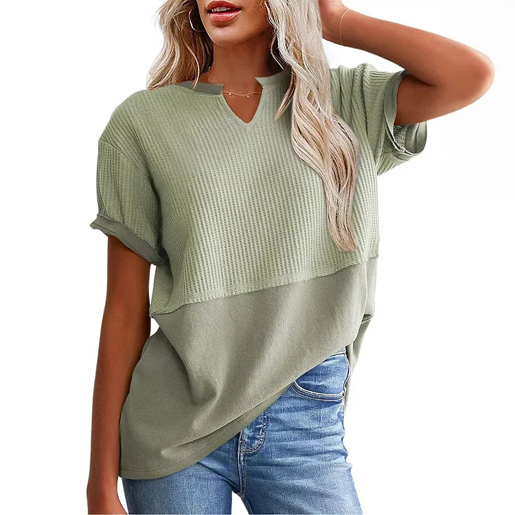Waffle knit top in purple, cosy lightweight everyday essential | Alba Muse