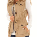 Sleeveless Drawstring Vest Jacket with Pockets