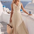 Elegant Sleeveless Drop-Neck Maxi Dress
