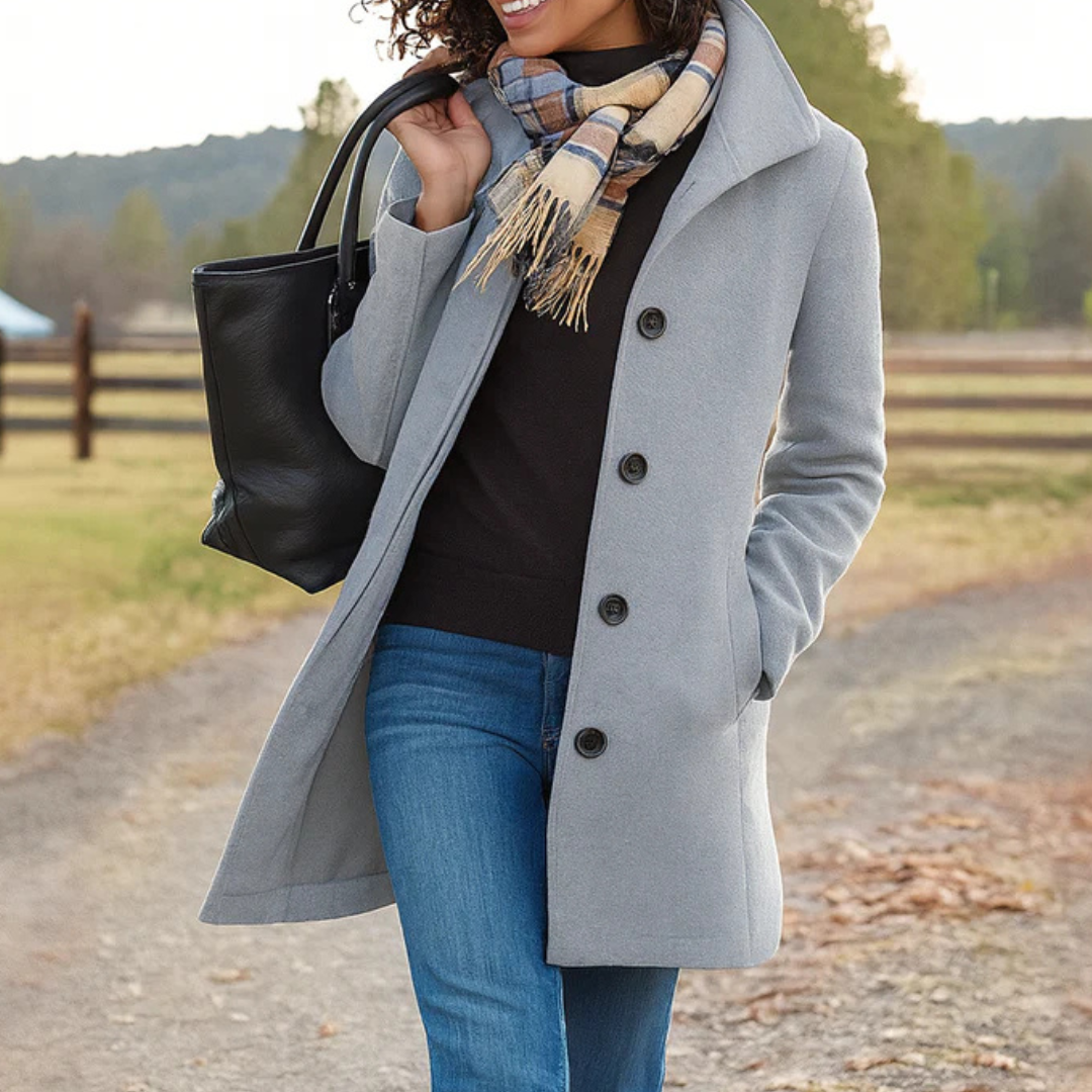 Classic long button placket winter coat with a classic long cut