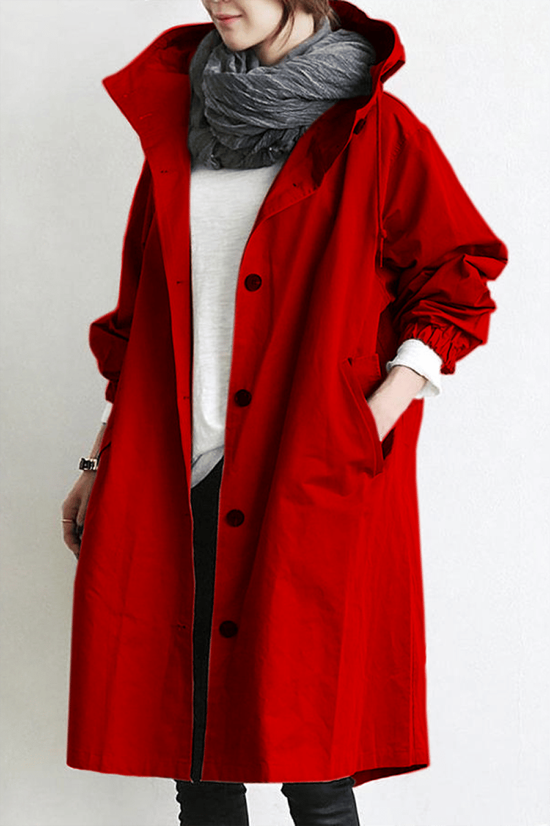 Turquoise mid-length hooded Jacket