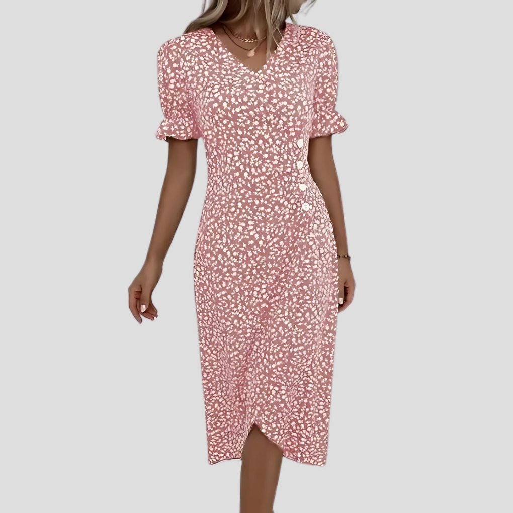 Women’s Elegant Floral V-Neck Midi Dress