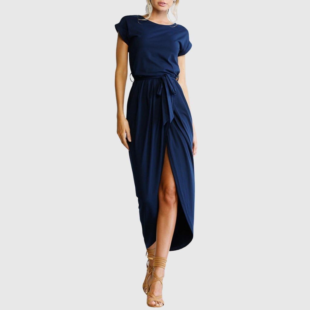 Tie-Waist Casual Midi Dress