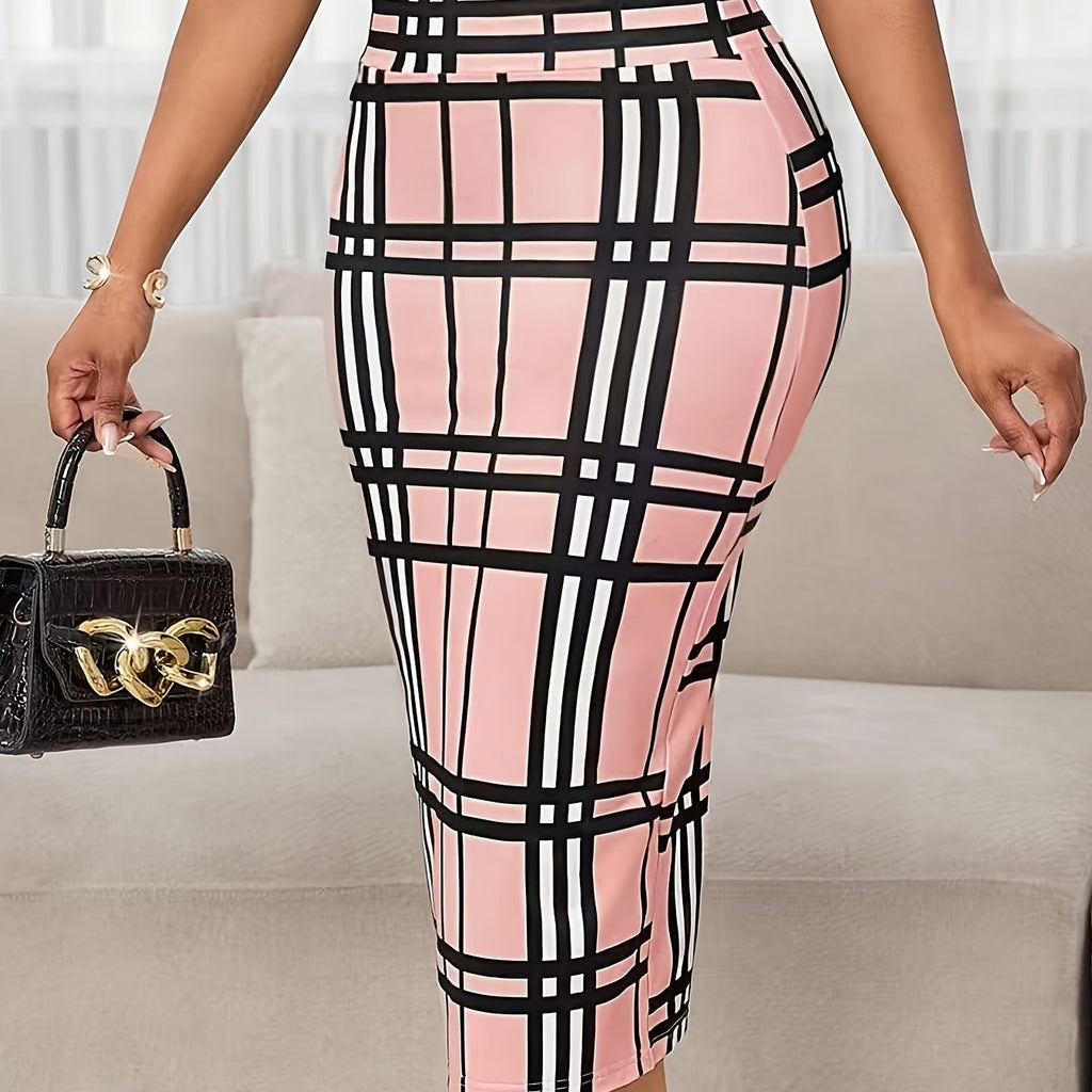 Refined Plaid Pencil Skirt