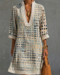 V-Neck Polka Dot Lace Patchwork Dress Occasion | Alba Muse