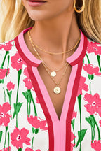 Floral Puff Sleeve Patchwork Mini Dress – Casual