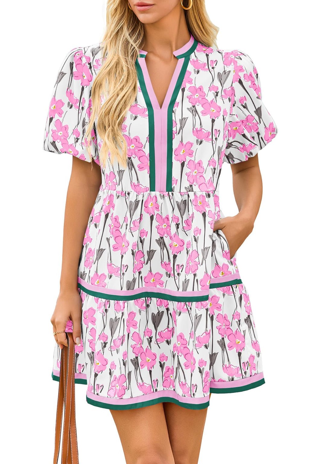 Boho floral patchwork mini dress full view