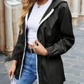 Hooded Zip Jacket with Drawstring Waist