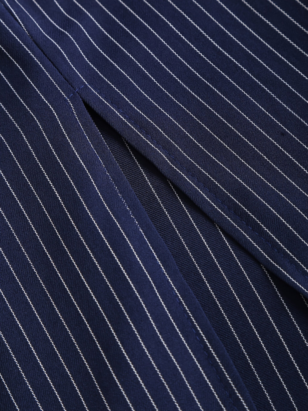 Navy Pinstripe Pencil Midi Dress