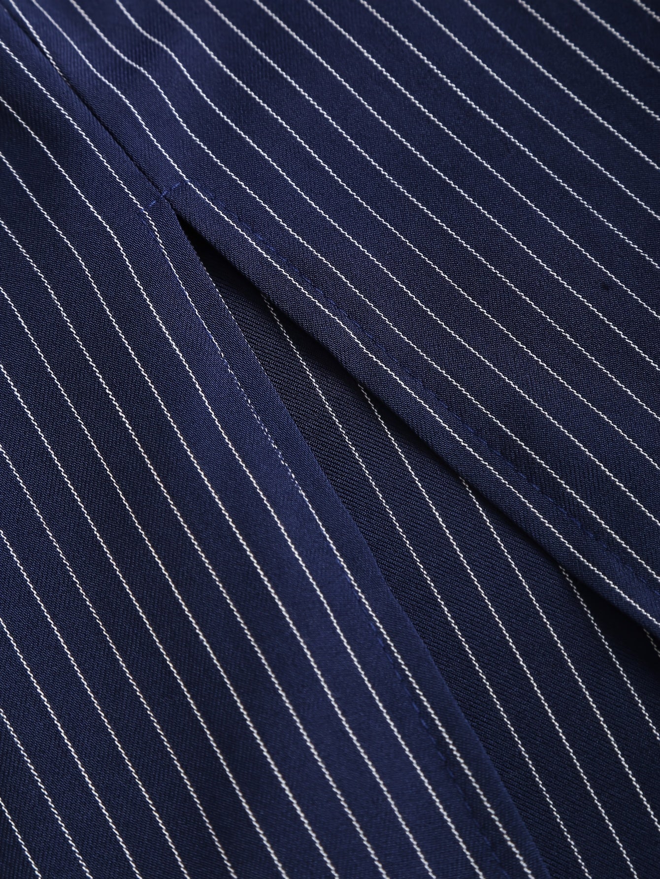 Navy Pinstripe Pencil Midi Dress