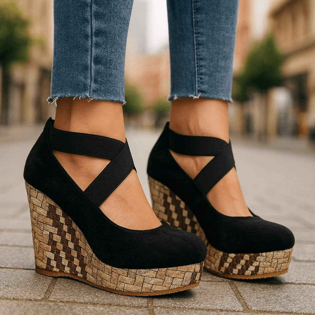 Rise Crisscross Platform Wedges