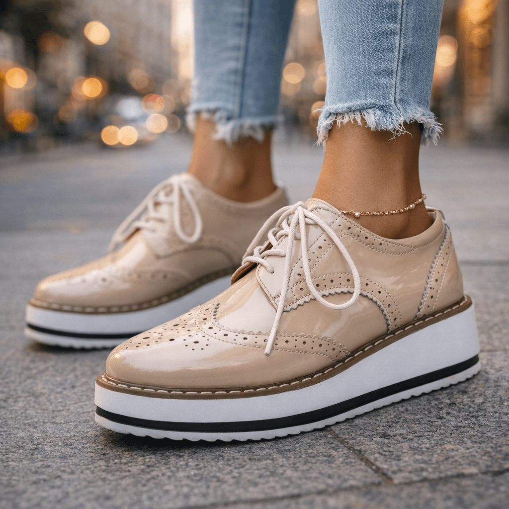 Elvyn Leather Brogue Platform Shoes